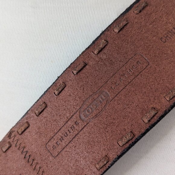 Western Style Vintage Fossil Leather Belt Large - Picture 7 of 13
